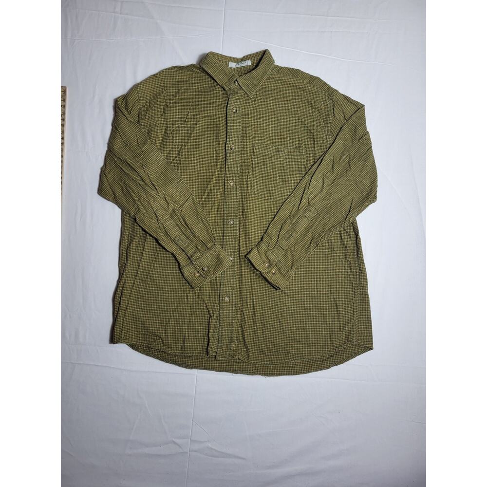 Orvis 100% Cotton Button Down Shirt Men’s Large Green Plaid Long Sleeve Casual